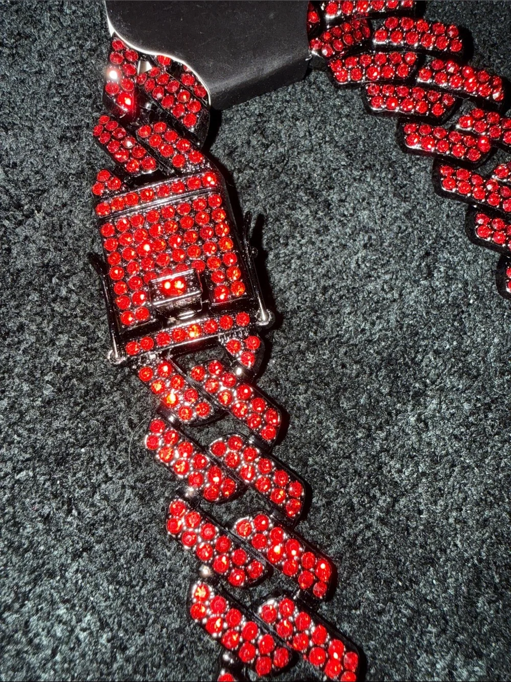 Men's Red Crystal Cuban Link chain - Sparkling Statement Jewelry